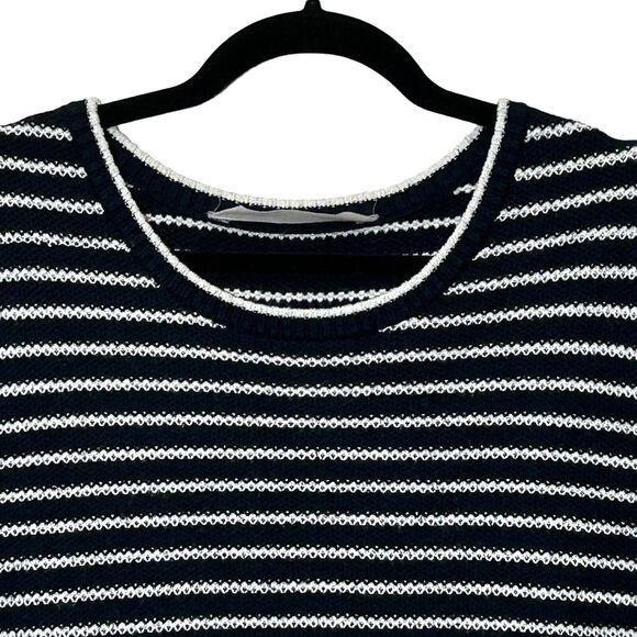 Athleta Kennewick Breton Oversized Stripe Sweater Navy Blue/White Women's Medium - Picture 8 of 13